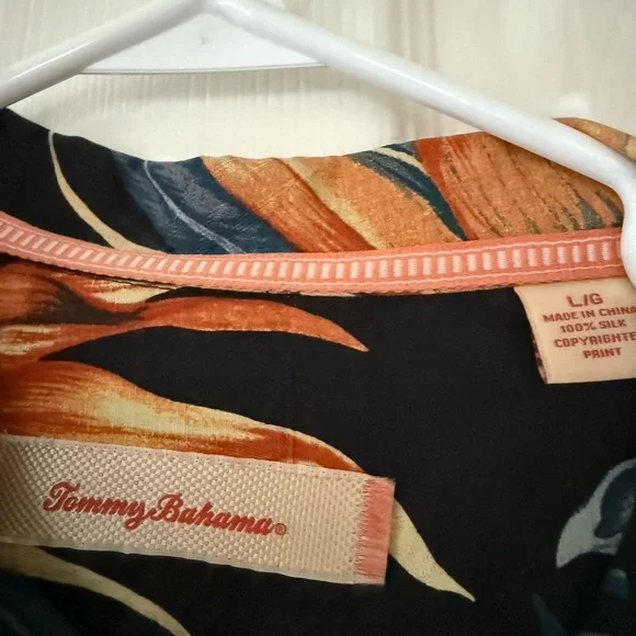 Tommy Bahama Black and Orange Silk Shirt - Picture 2 of 4